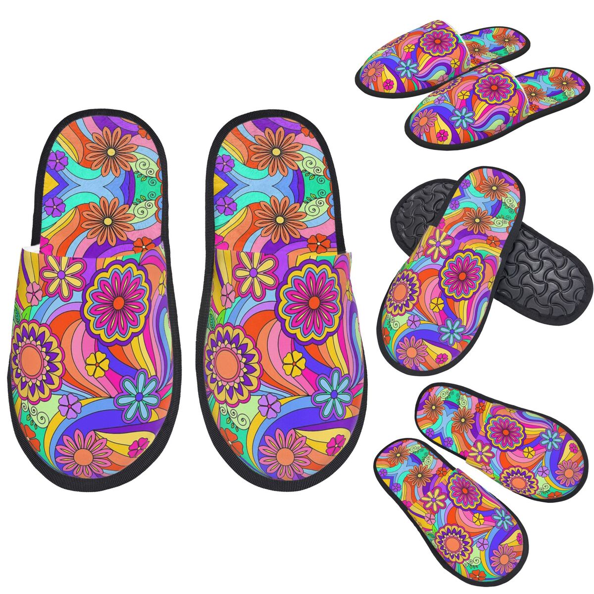Sewing Custom - Aangepaste Groovy Psychedelic Flower Power Slippers