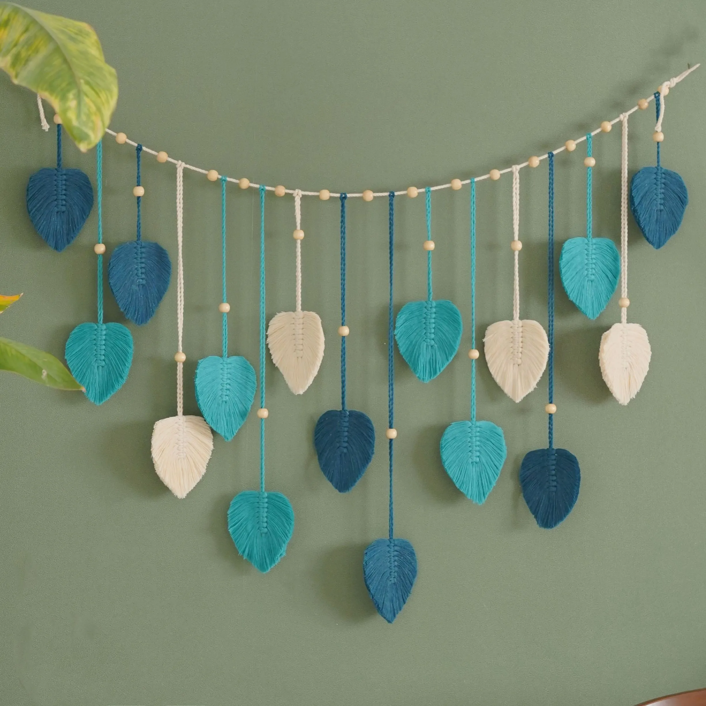 Century Textile & Sewing Supply Reviews - 1-delige groene bladeren slinger, macrame kunst