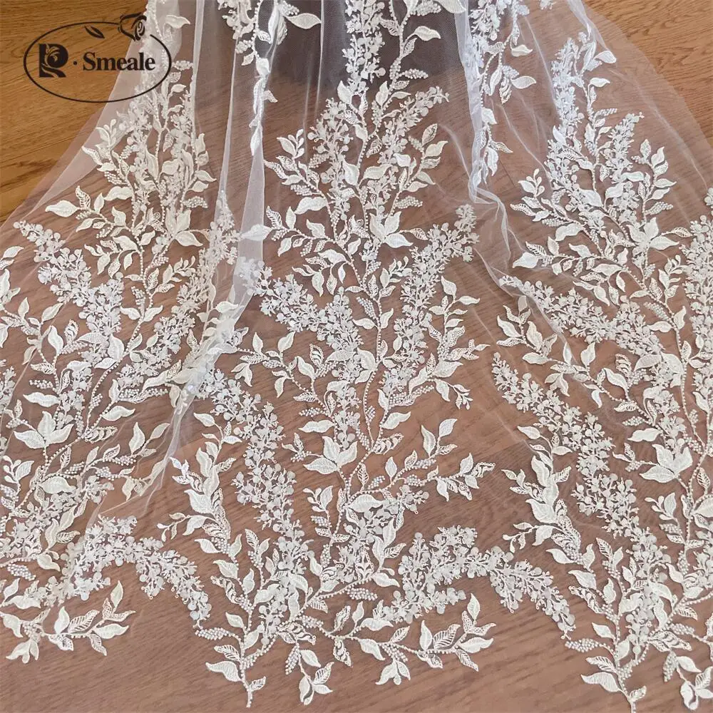 Sewing Custom - -Witte 3D bloemen kralen pailletten geborduurde