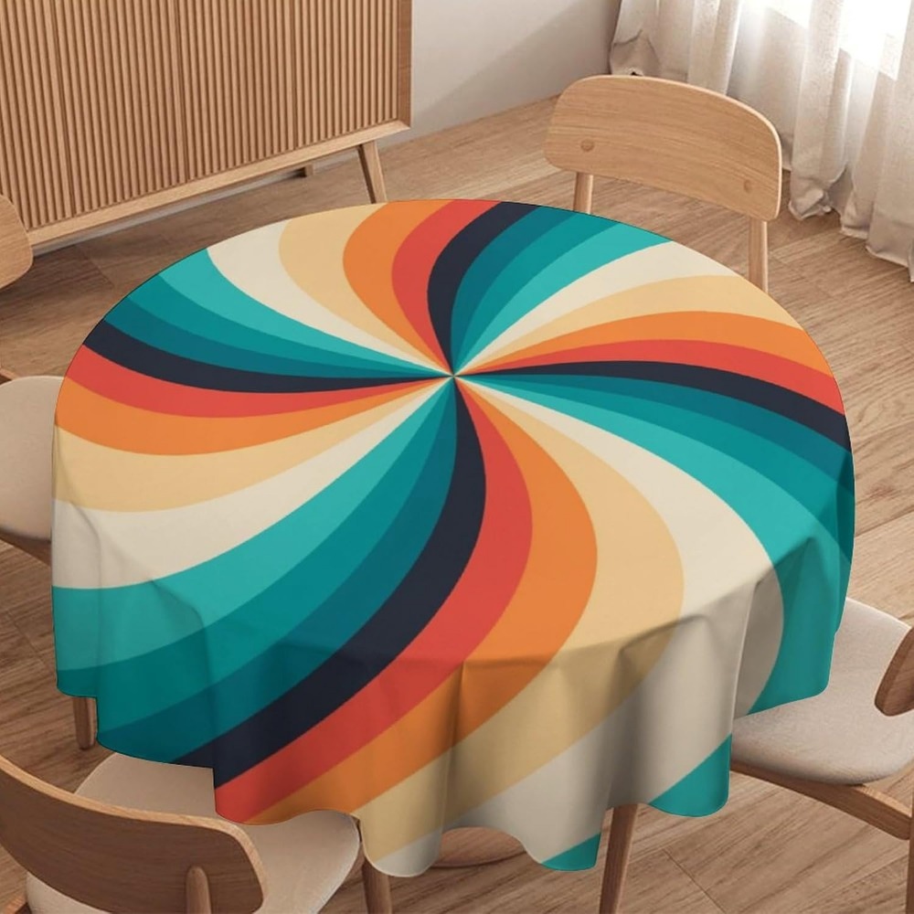 Century Textile & Sewing Supply Reviews - Vintage Groovy Swirl rond tafelkleed jaren