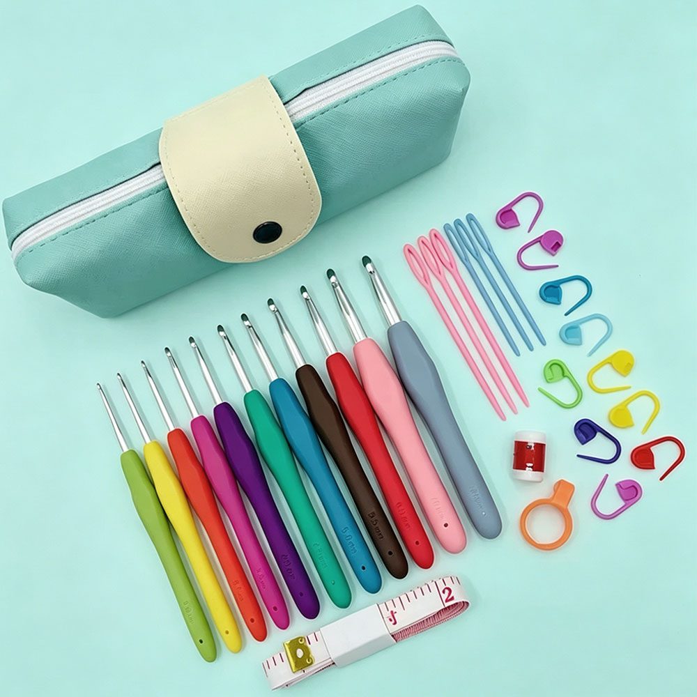Sewing Kit - 37-delige haaknaaldset met opbergtas, zachte handgrepen,