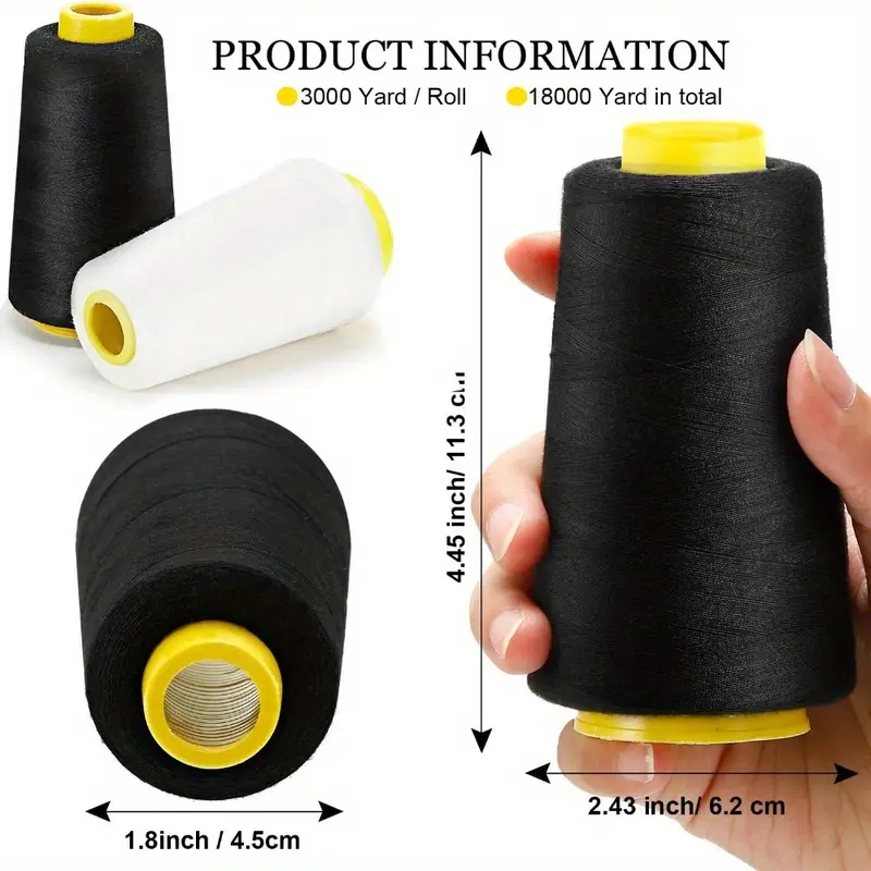 3 zwart + 3 witte overlock dra - Serger Thread Cone recensie en prijs